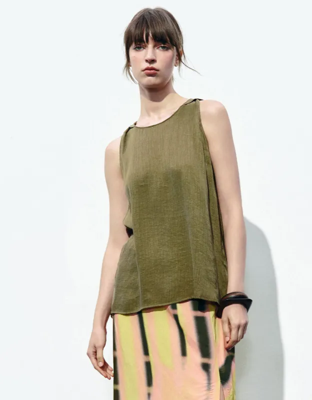 Sleeveless Crew Neck Blouse sold by Urban Revivo