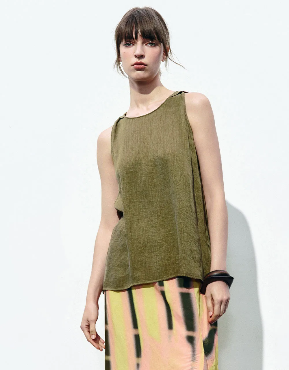 Sleeveless Crew Neck Blouse sold by Urban Revivo