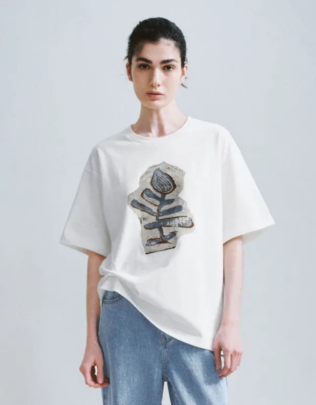Printed Crew Neck Loose T-Shirt sold by Urban Revivo