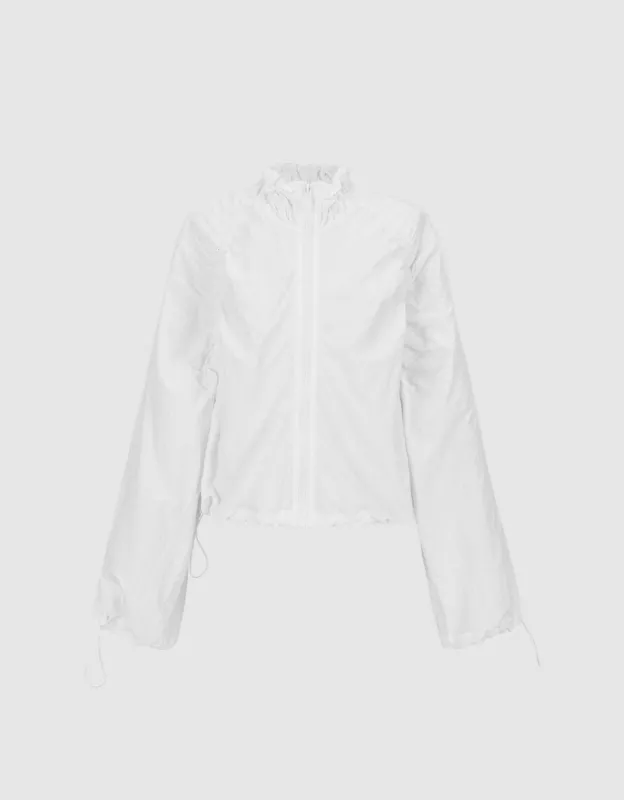 Zipper Font Frill Trim Jacket sold by Urban Revivo