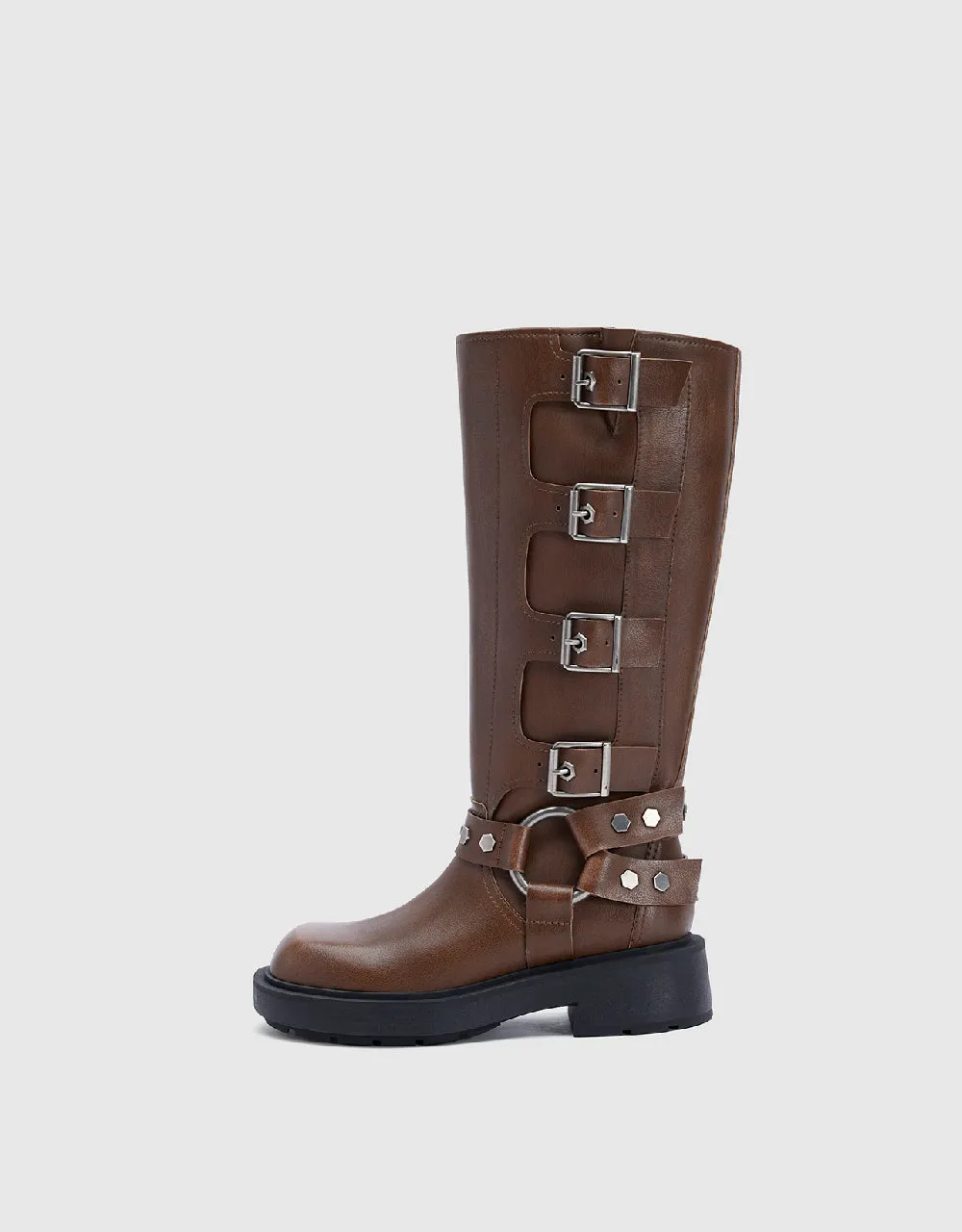 Multi-Buckle Round Toe Knee Boots sold by Urban Revivo product image thumbnail 2