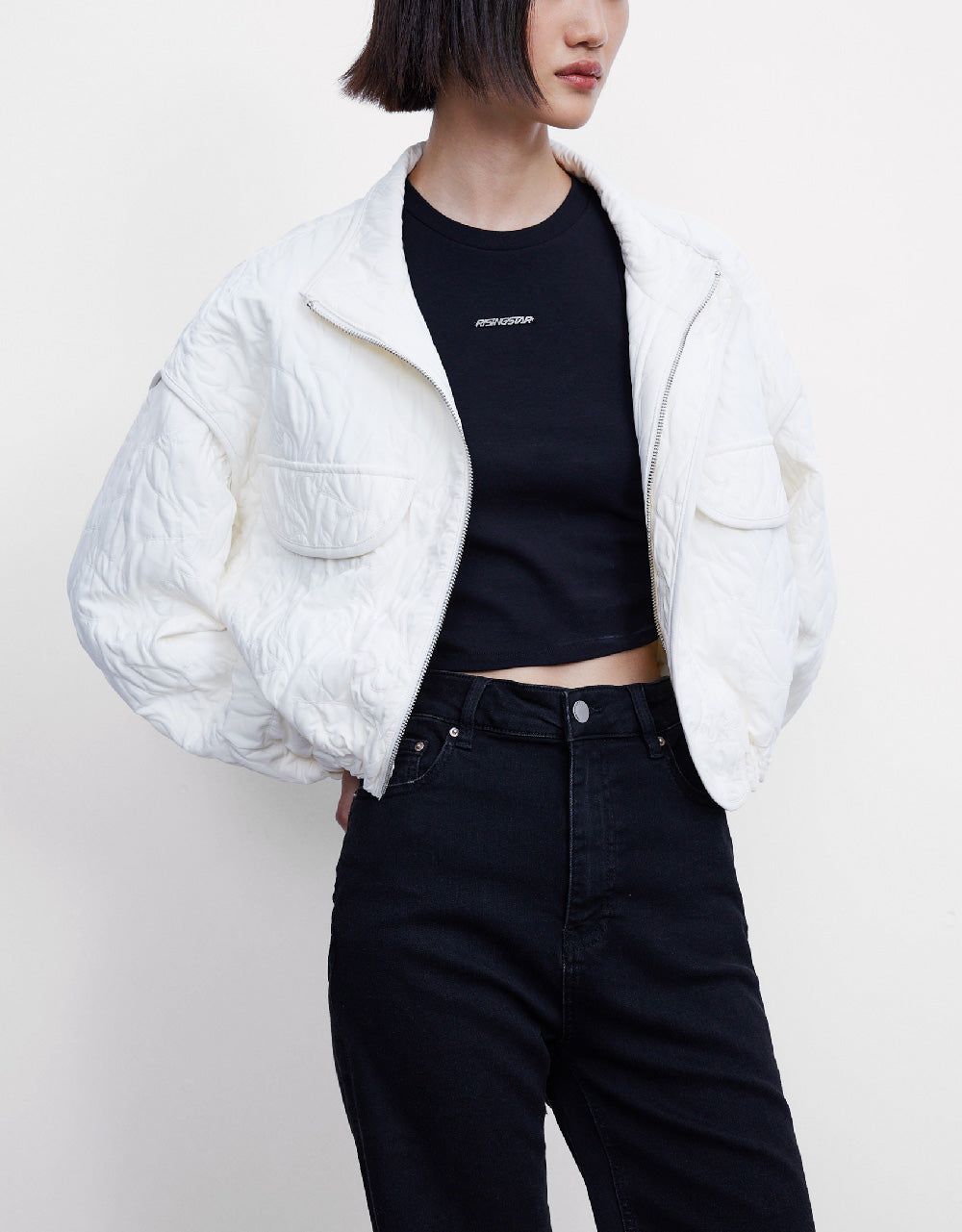 Embossed Drop Shoulder Sleeve Jacket sold by Urban Revivo product image thumbnail 2