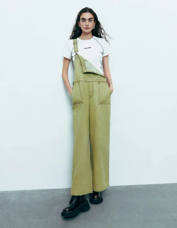 Wide-Leg Denim Overall sold by Urban Revivo