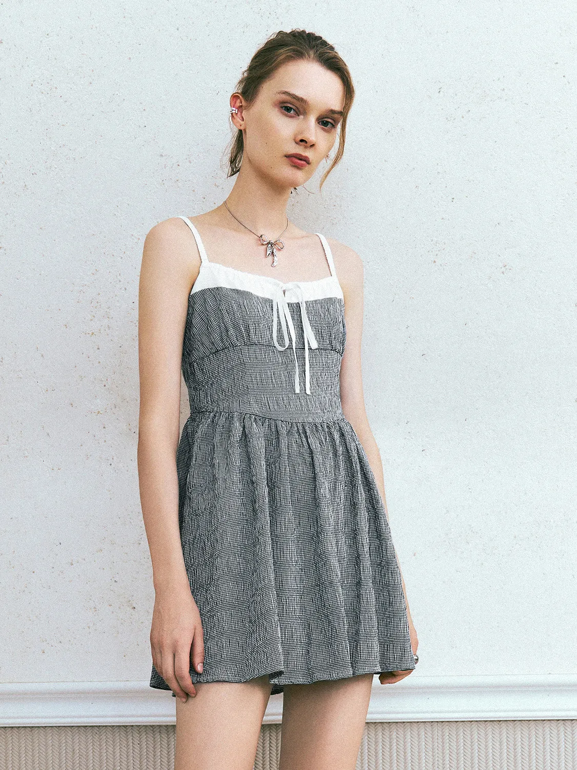 Bow Décor Square-cut Collar A-Line Cami Dress sold by Urban Revivo