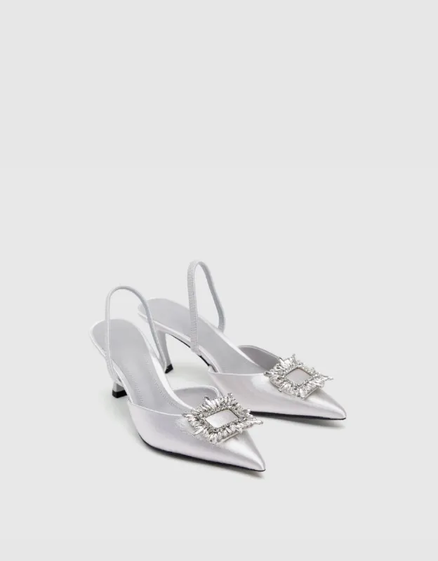 Buckle Décor Pointed Toe Slingbacks sold by Urban Revivo