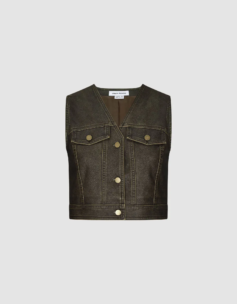 Vegan Leather V-Neck Waistcoat sold by Urban Revivo product image thumbnail 2