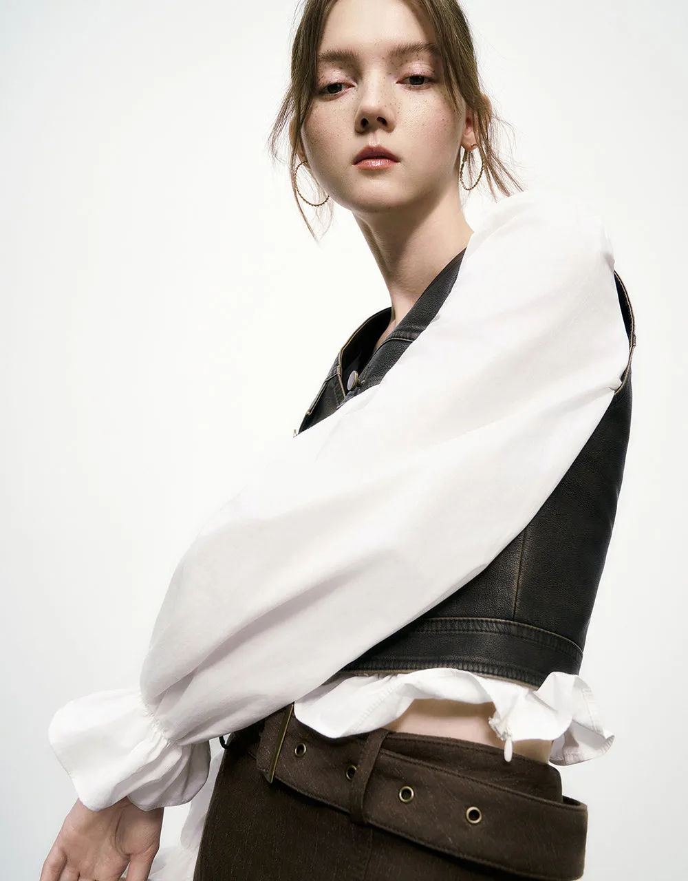 Vegan Leather V-Neck Waistcoat sold by Urban Revivo product image thumbnail 3