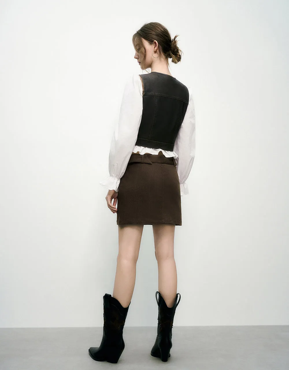 Vegan Leather V-Neck Waistcoat sold by Urban Revivo product image thumbnail 4