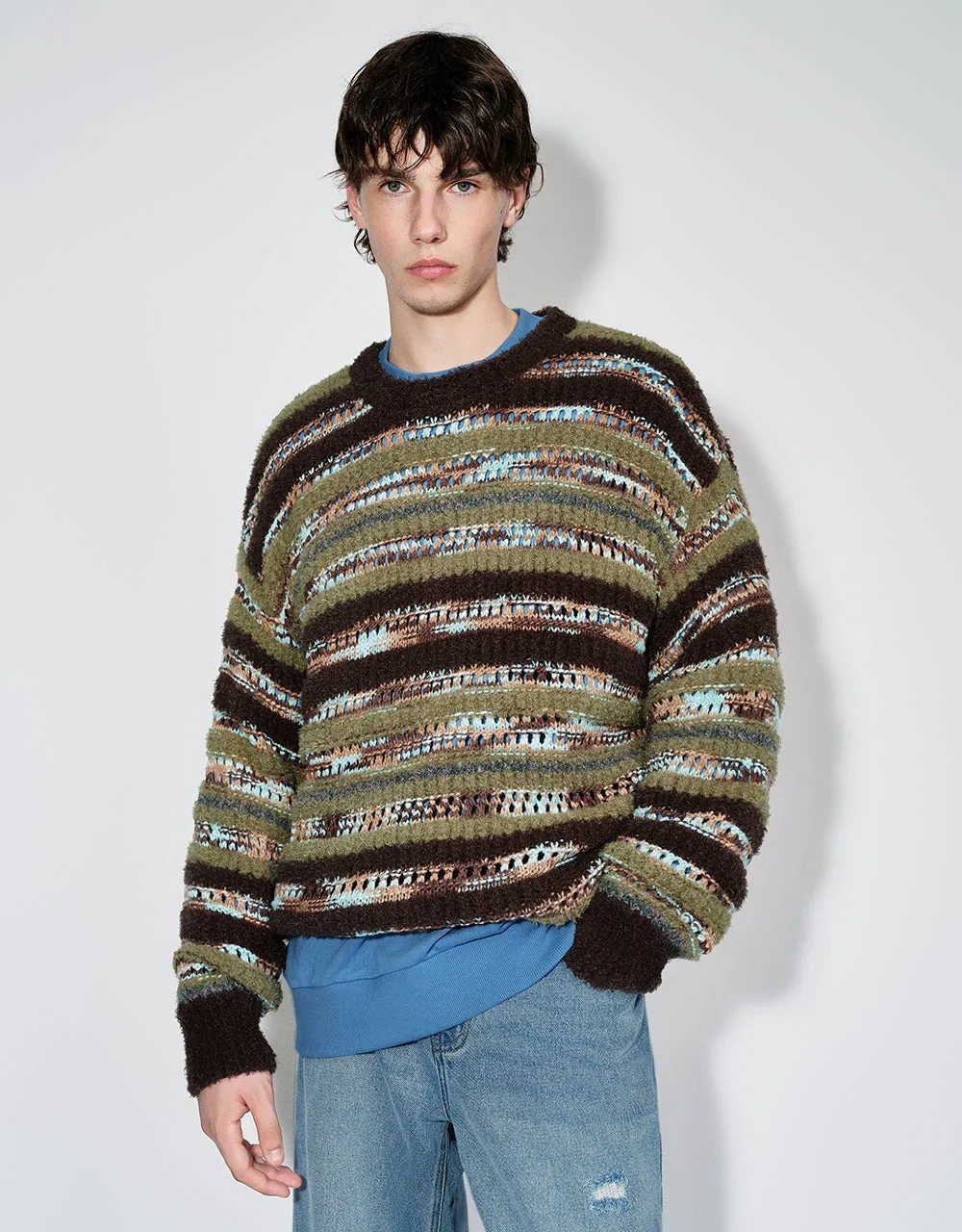 Drop SHoulder Sleeve Striped Sweater sold by Urban Revivo