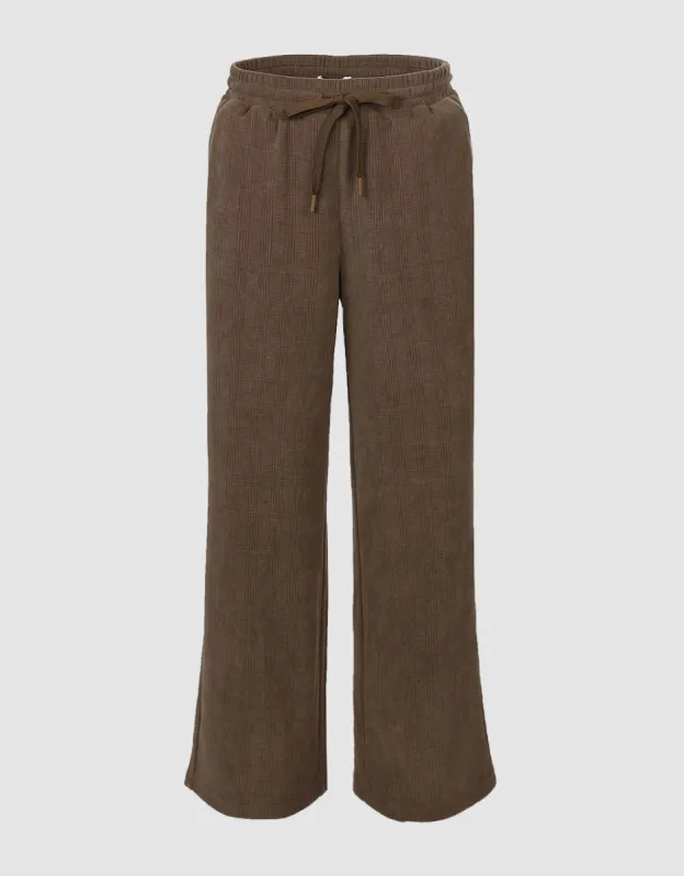 Drawstring Waist Knitted Wide-Leg Pants sold by Urban Revivo