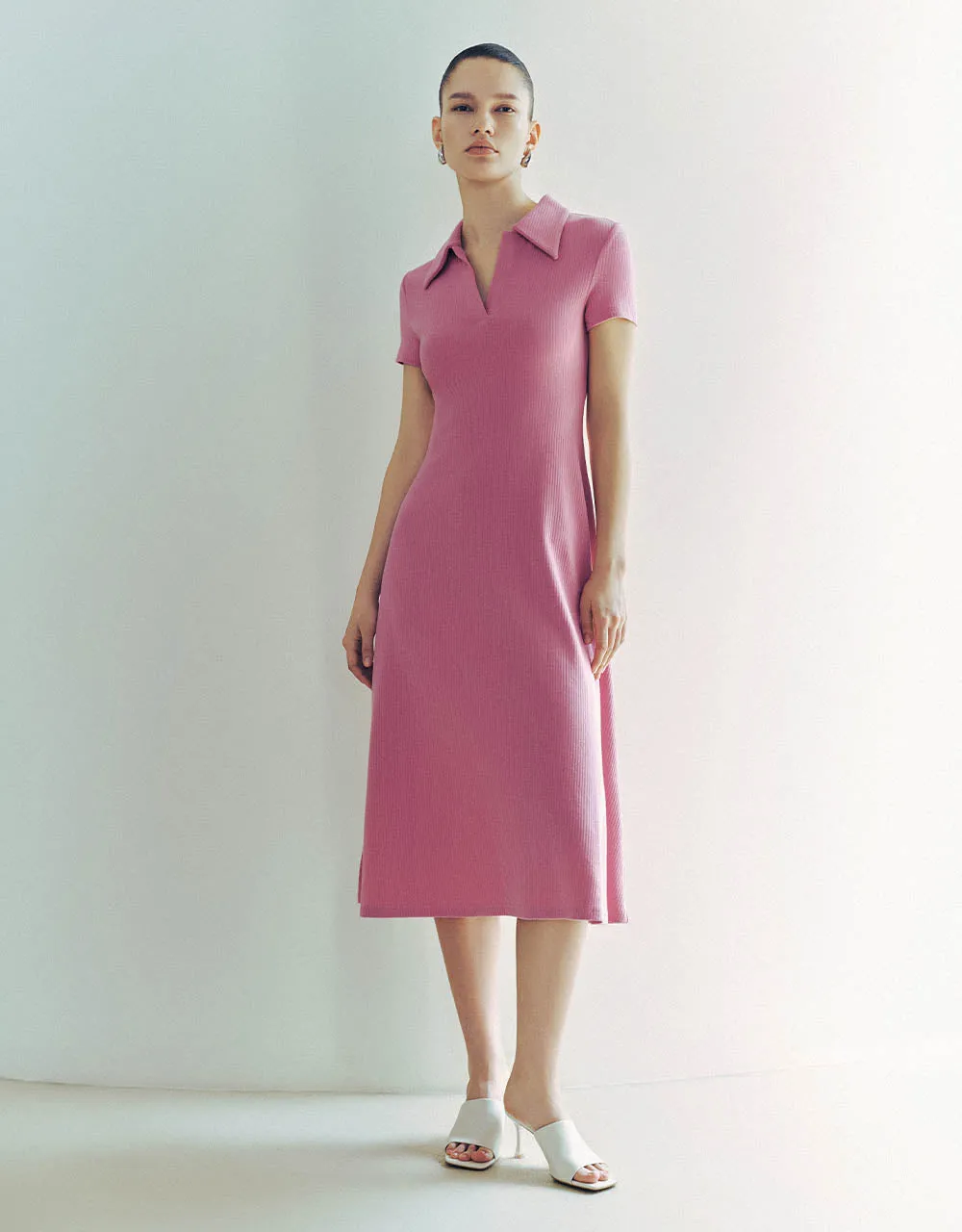 Skinny Knitted Polo A-Line Dress sold by Urban Revivo