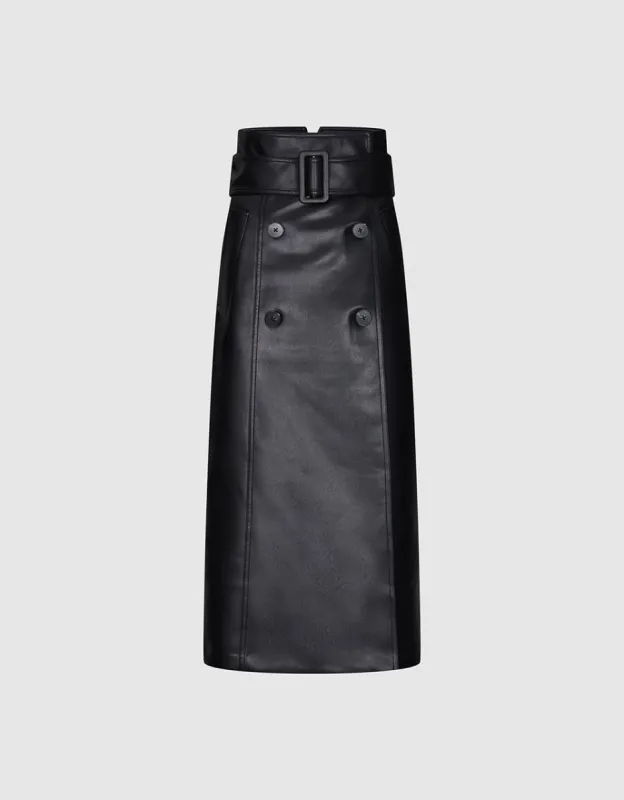 Vegan Leather Straight Skirt With Belt sold by Urban Revivo