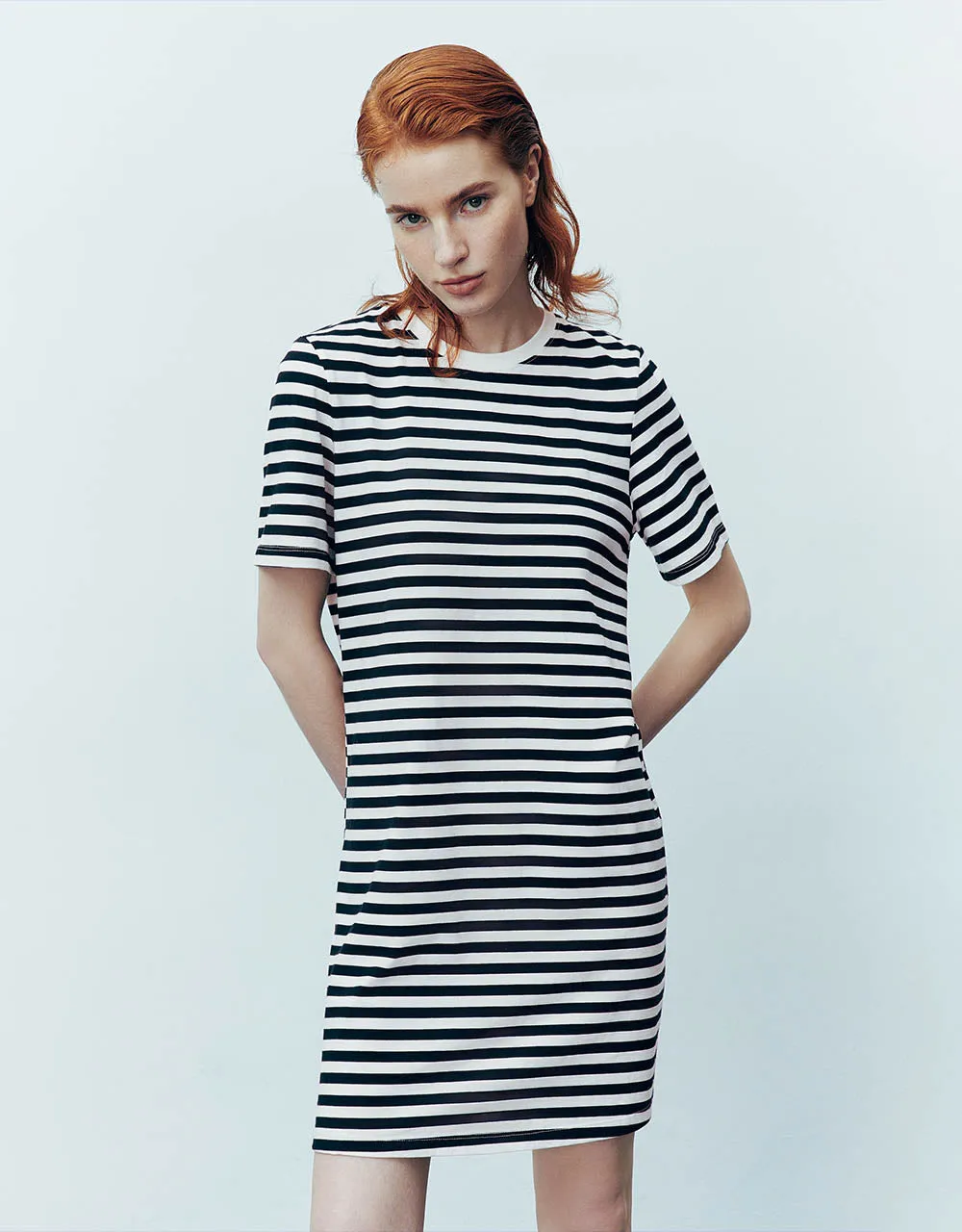 Striped Crew Neck Straight Dress sold by Urban Revivo