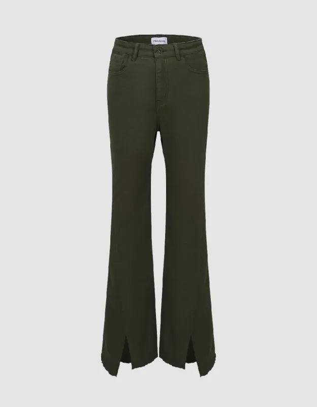 Split Hem Flare Jeans sold by Urban Revivo