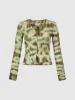 Printed V-Neck Skinny Knitted Cardigan sold by Urban Revivo