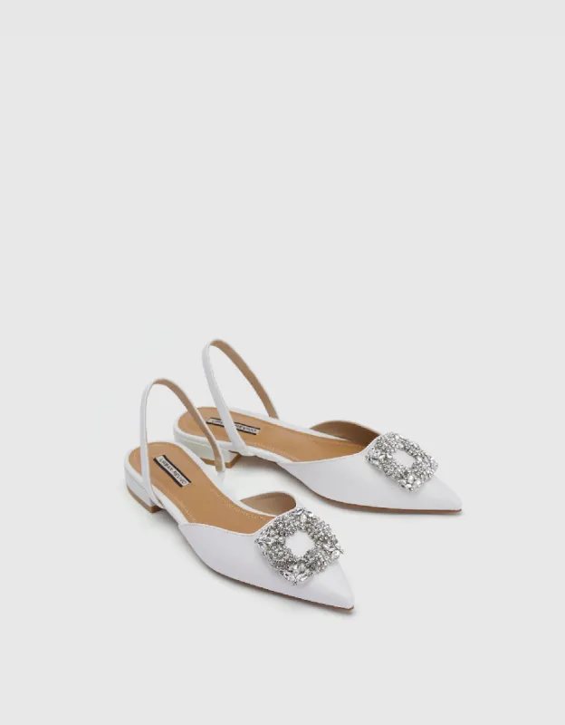 Glitter Square Décor Pointed Toe Slingbacks sold by Urban Revivo