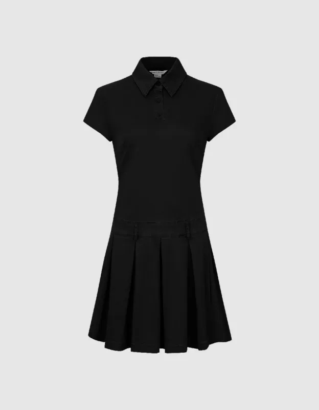 Pleated Lapel A-Line Dress sold by Urban Revivo