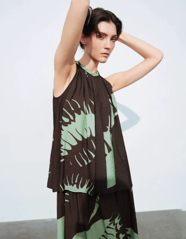 Printed Halter Neck Cami Top sold by Urban Revivo