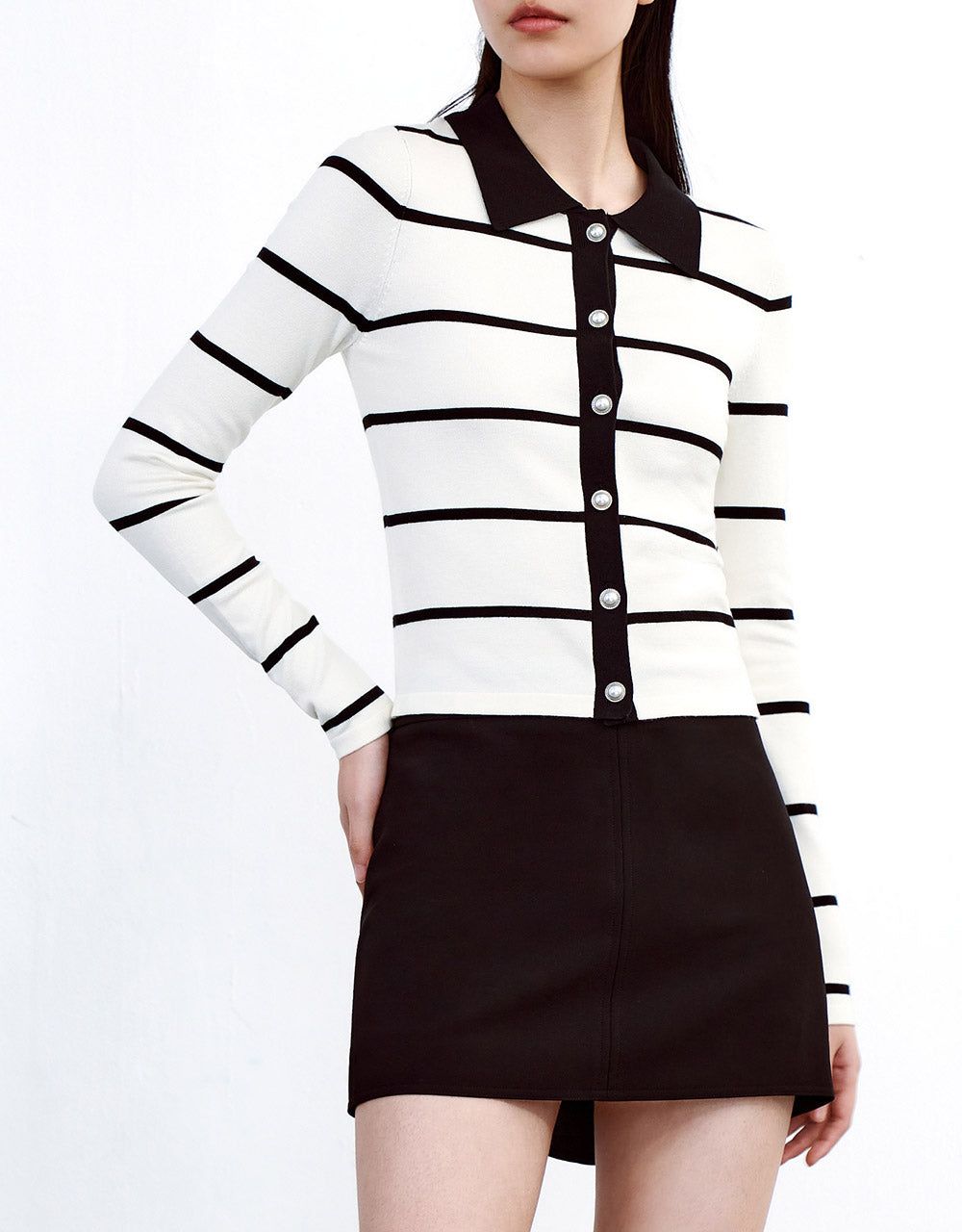 Contrast Trim Striped Button Up Cardigan sold by Urban Revivo product image thumbnail 5