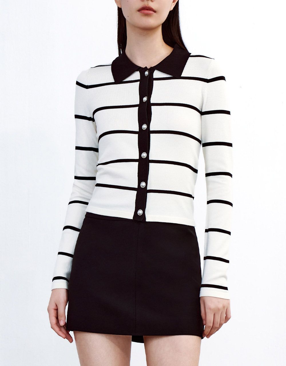 Contrast Trim Striped Button Up Cardigan sold by Urban Revivo product image thumbnail 4