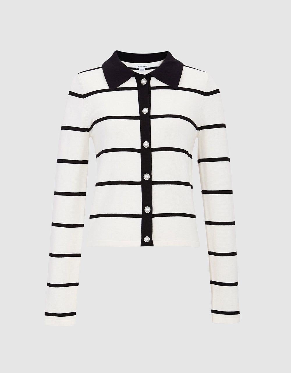 Contrast Trim Striped Button Up Cardigan sold by Urban Revivo