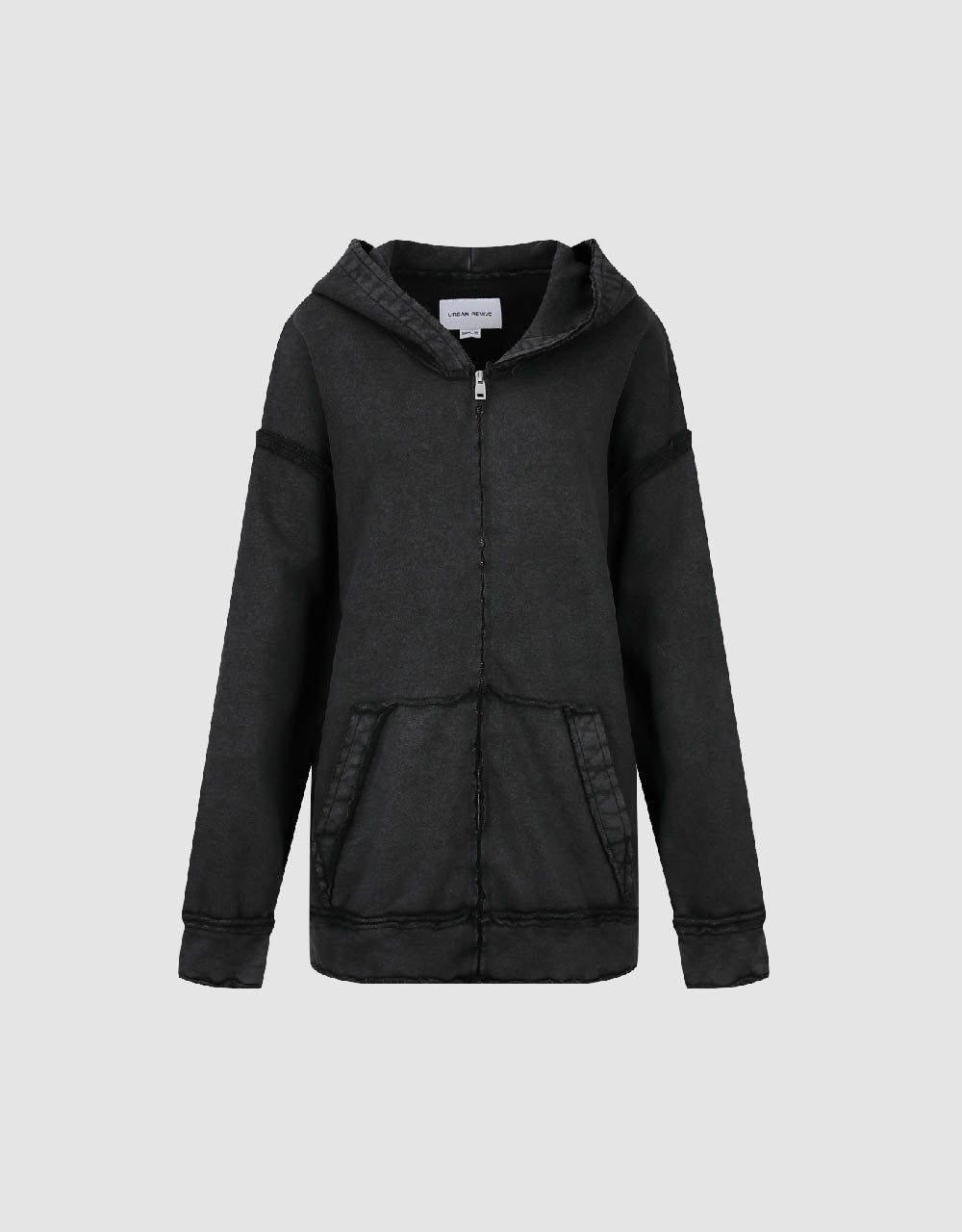 Zipper Front Hooded Straight Jacket sold by Urban Revivo product image thumbnail 2