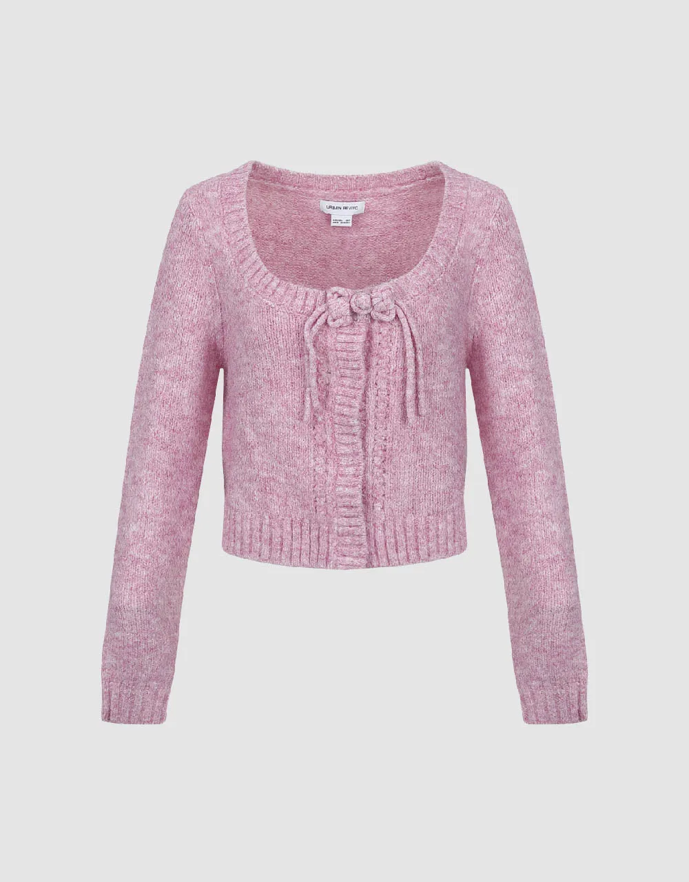 Tie Front Crew Neck Knitted Cardigan sold by Urban Revivo