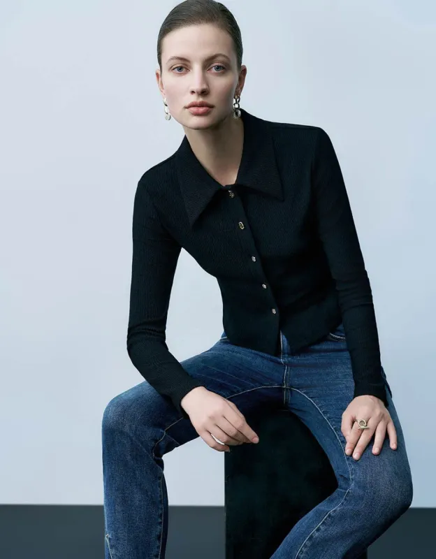 Press Button Skinny Knitted Cardigan sold by Urban Revivo