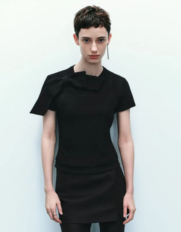 Bow Decor Crew Neck T-Shirt sold by Urban Revivo