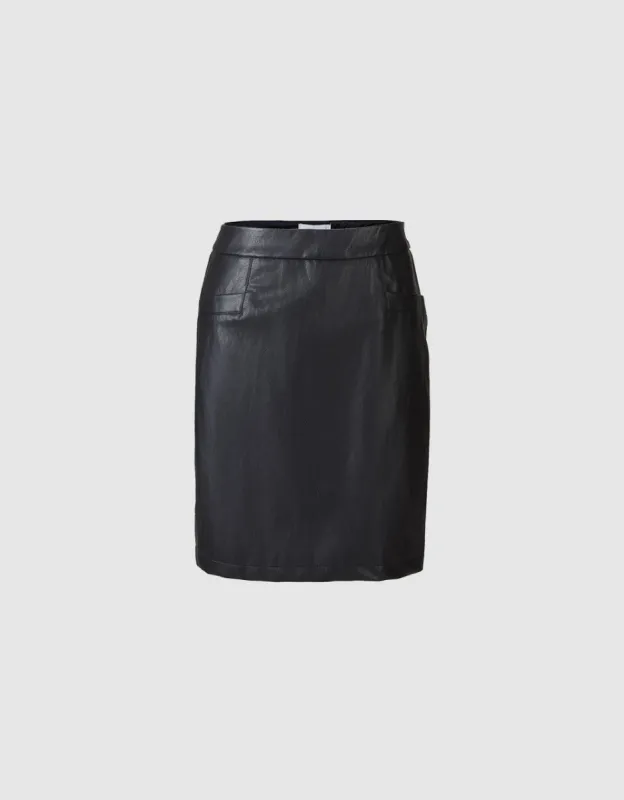 Slit Hem Faux Leather Skirt made by Urban Revivo