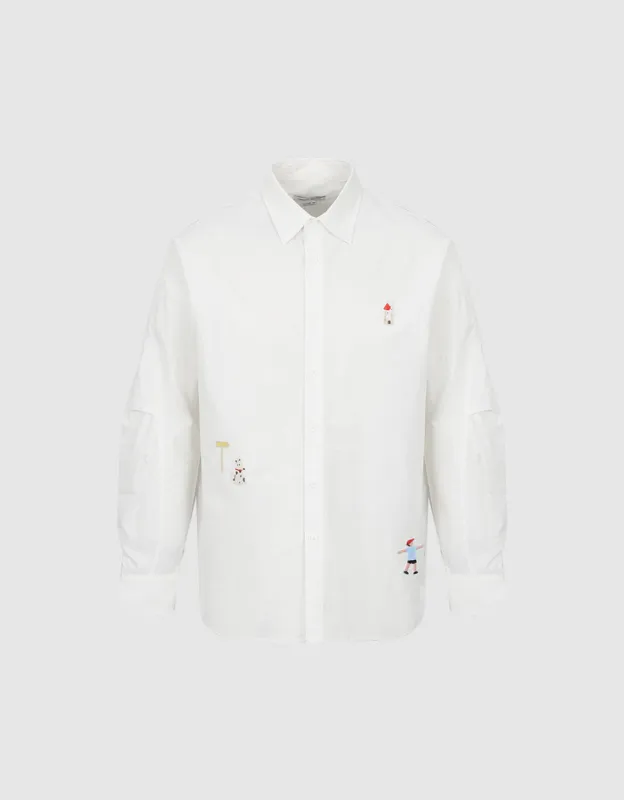 Embossed Button Up Oversized Shirt sold by Urban Revivo