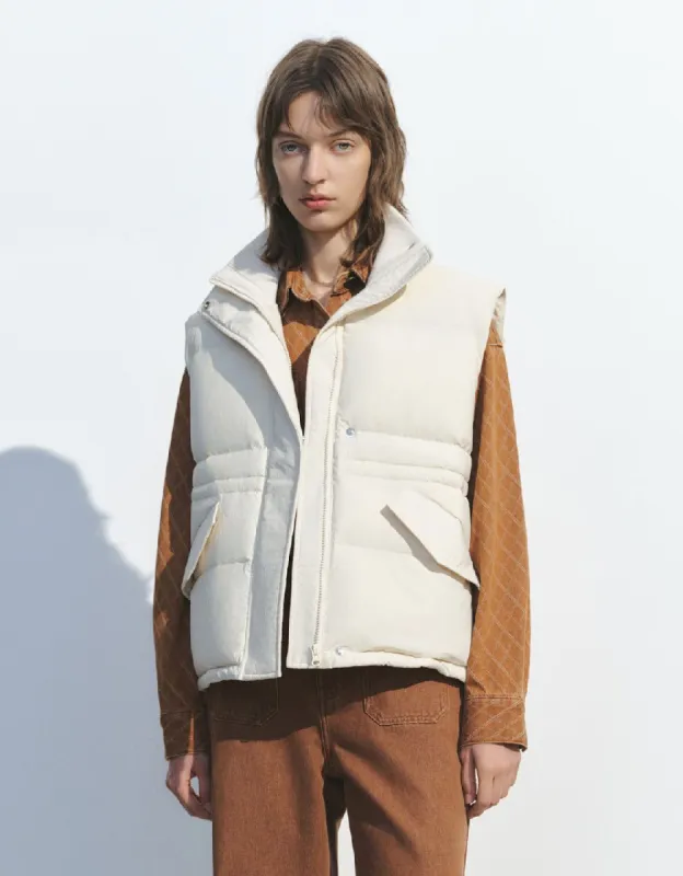 Stand Collar Puffer Waistcoat made by Urban Revivo