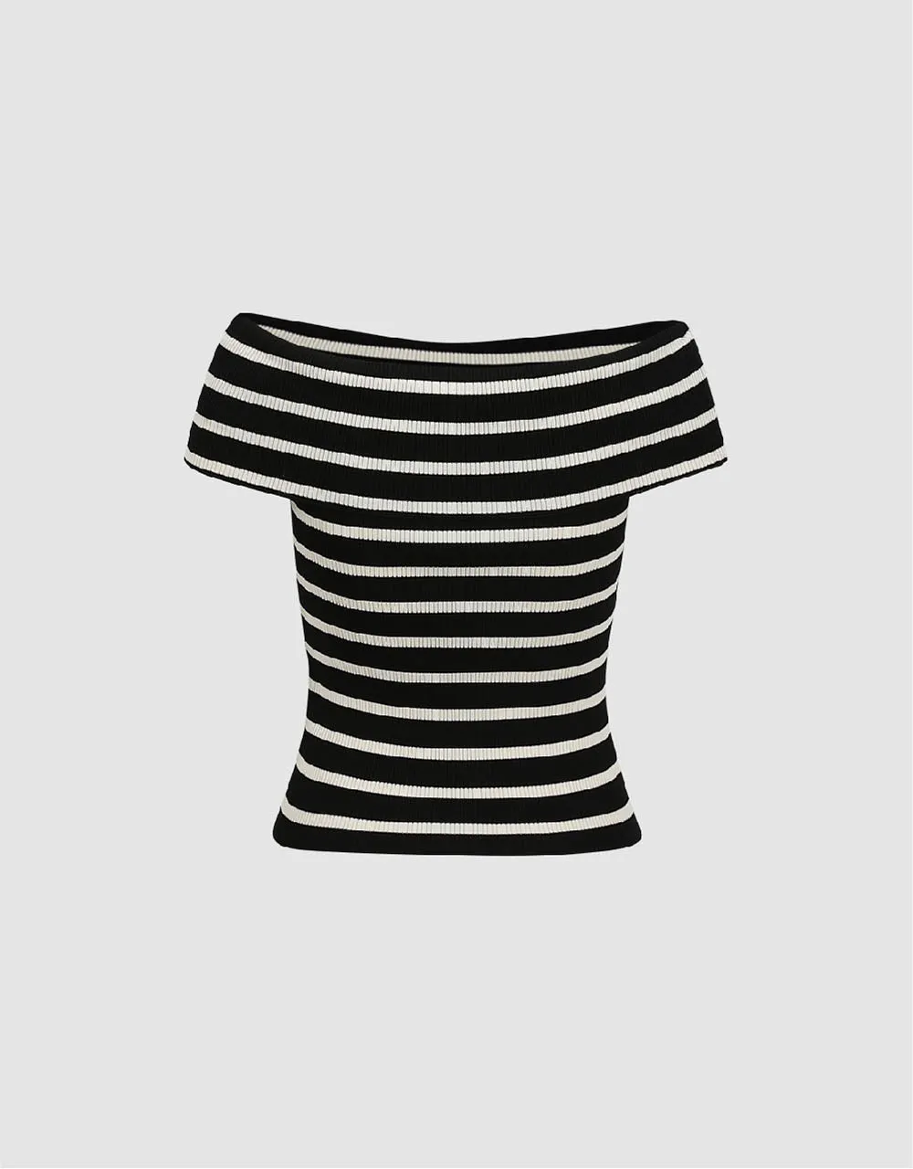 Striped Sleeveless Off-Shoulder Knitted T-Shirt sold by Urban Revivo product image thumbnail 5