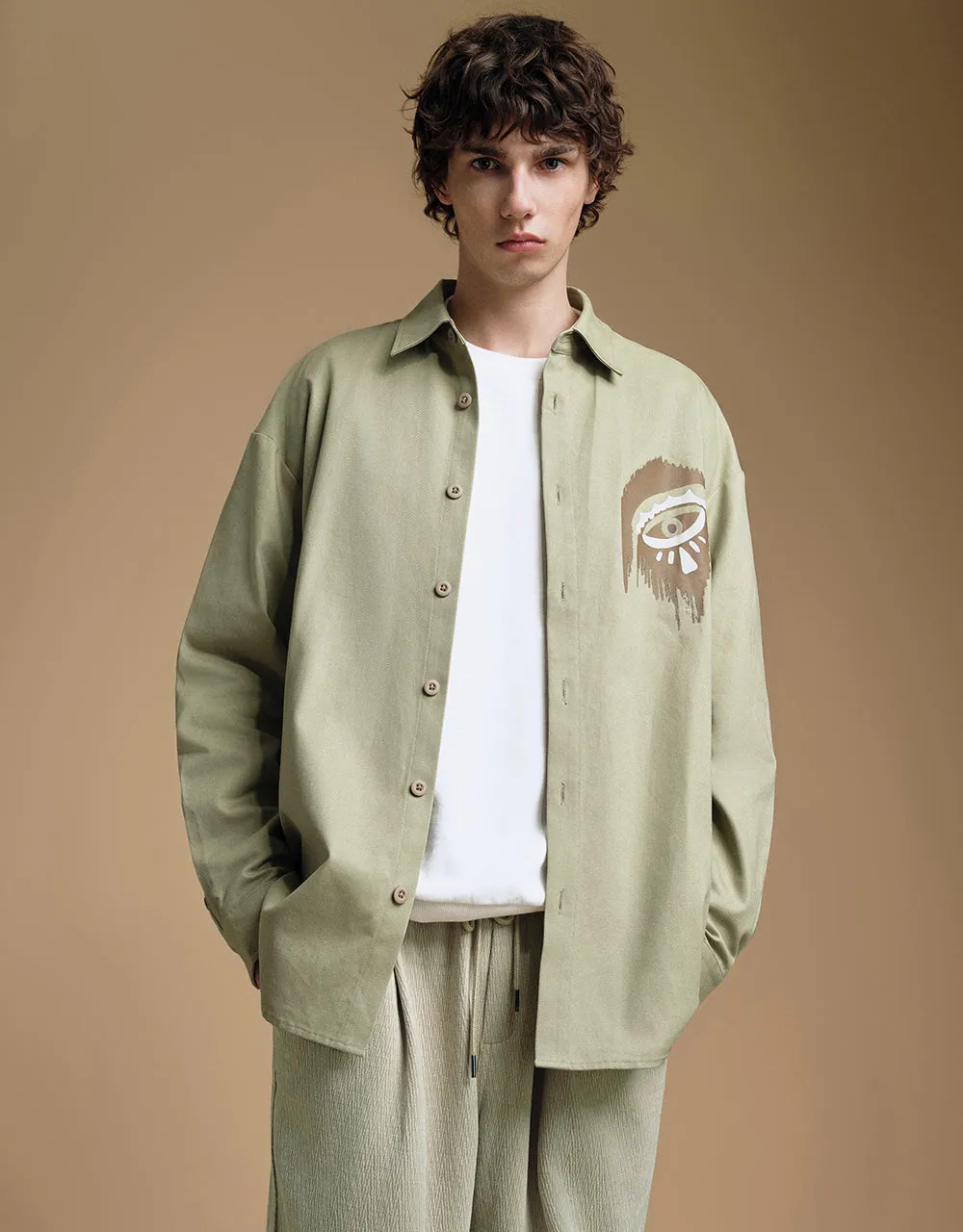 Printed Button Up Loose Shirt sold by Urban Revivo