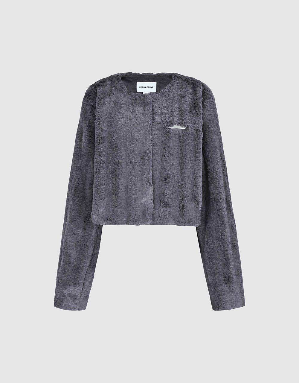 Crew Neck Furry Coat sold by Urban Revivo