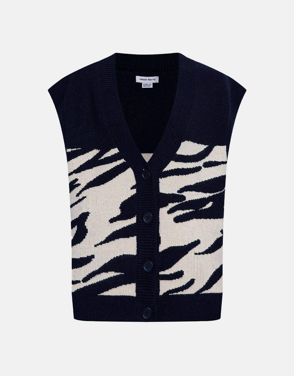 Zebra Striped Button Up Sweater Vest sold by Urban Revivo