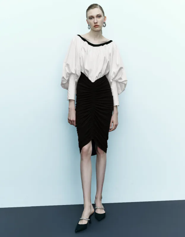 Puff Sleeve Off-Shoulder Skinny Dress sold by Urban Revivo