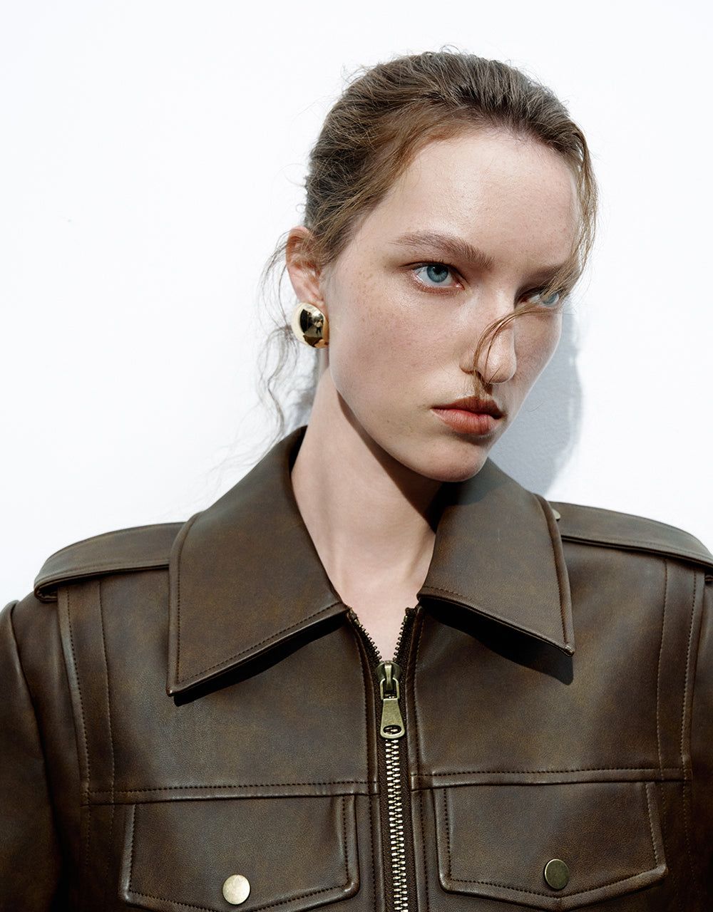 Zipper Front Distressed Vegan Leather Jacket sold by Urban Revivo product image thumbnail 5