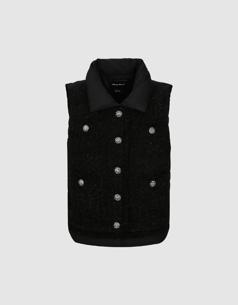 Tweed Stand Collar Puffer Vest sold by Urban Revivo product image thumbnail 2