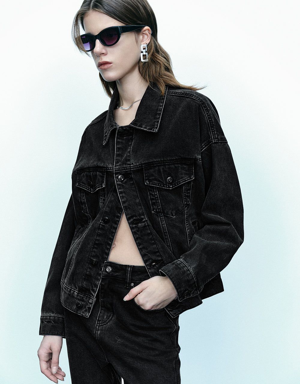 Button Up Denim Jacket sold by Urban Revivo product image thumbnail 3