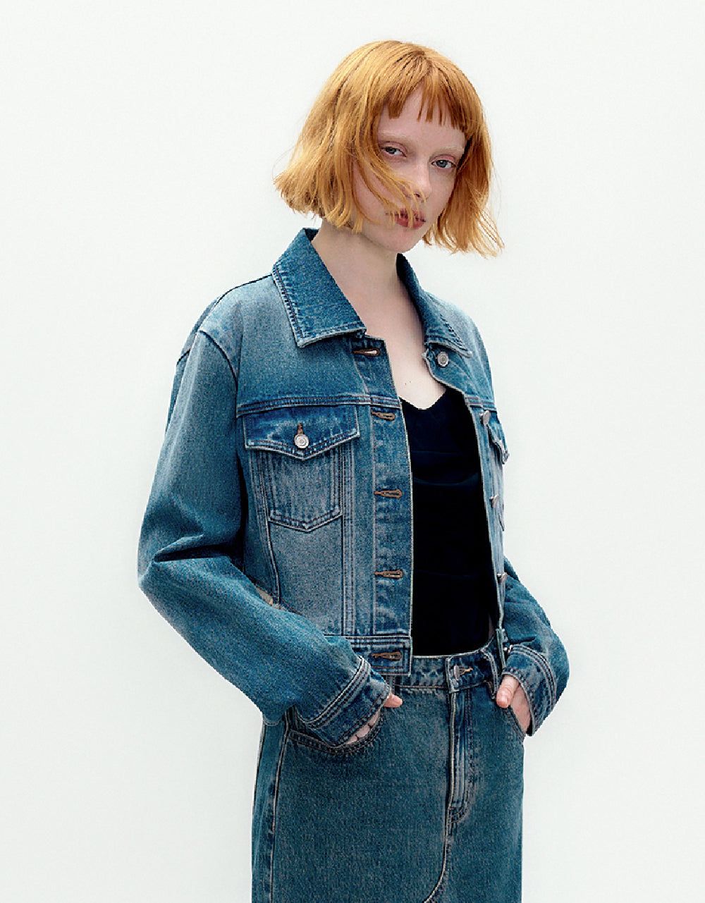 Raw Hem Denim Jacket sold by Urban Revivo