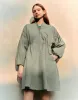 Zipper Front Puff Sleeve Skater Jacket sold by Urban Revivo