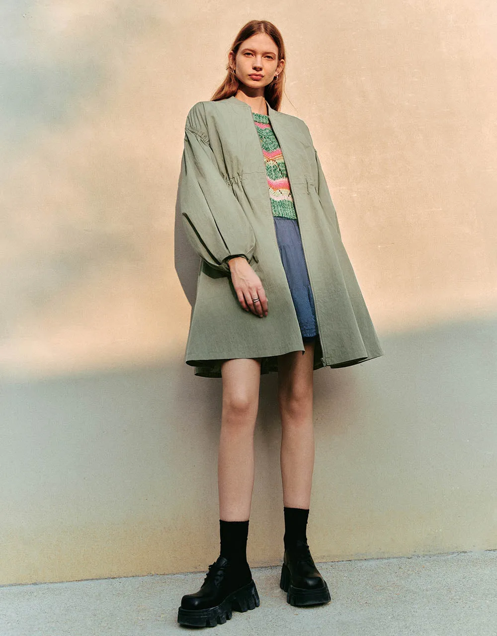 Zipper Front Puff Sleeve Skater Jacket sold by Urban Revivo product image thumbnail 3