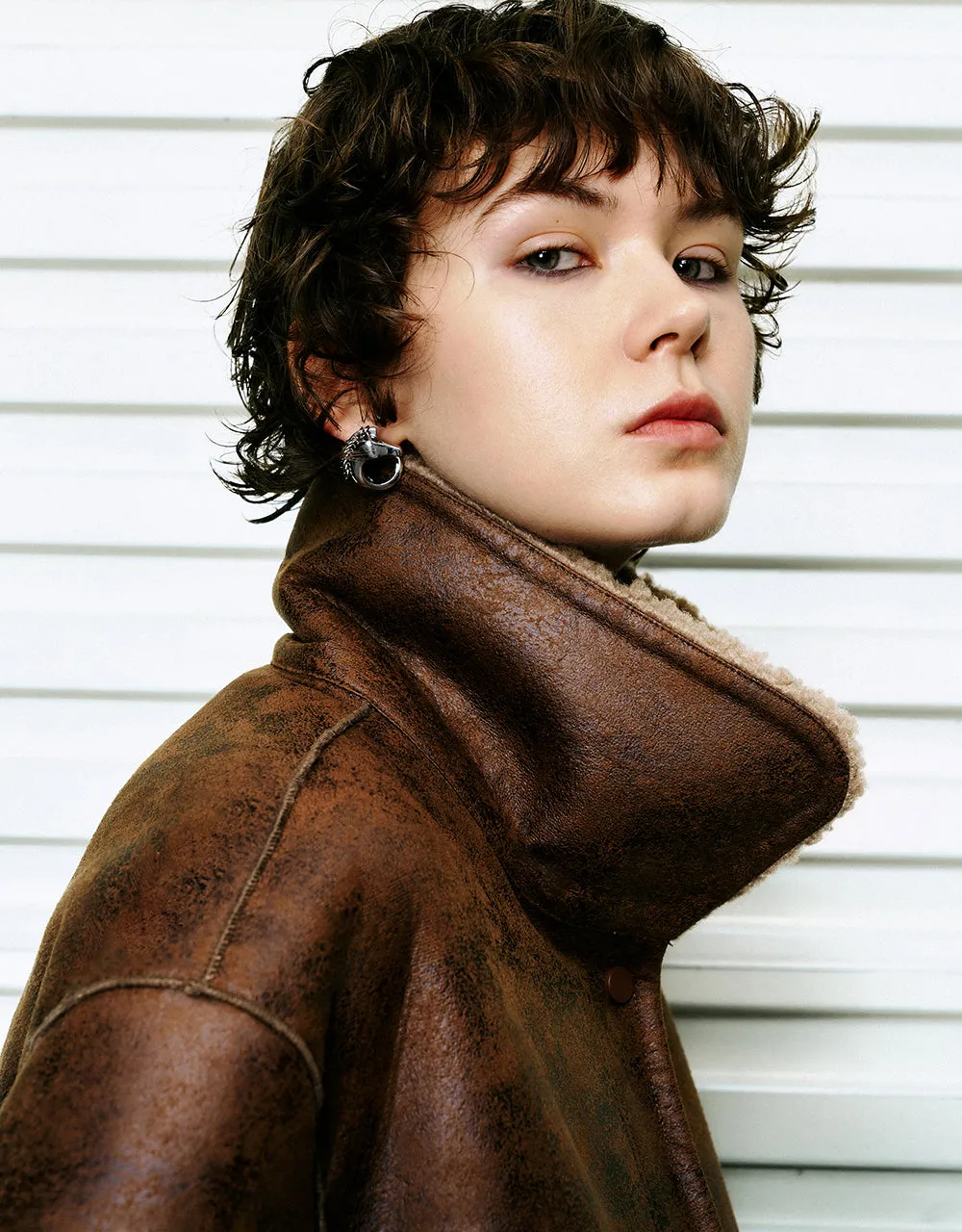 Stand Collar Vegan Leather Straight Jacket sold by Urban Revivo product image thumbnail 5