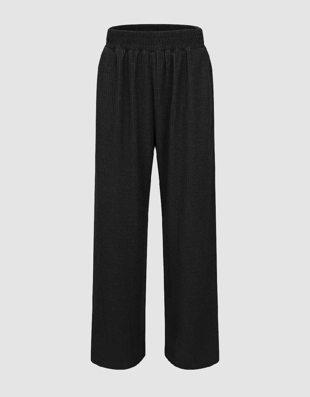 Textured Elastic Waist Knitted Wide-Leg Pants sold by Urban Revivo
