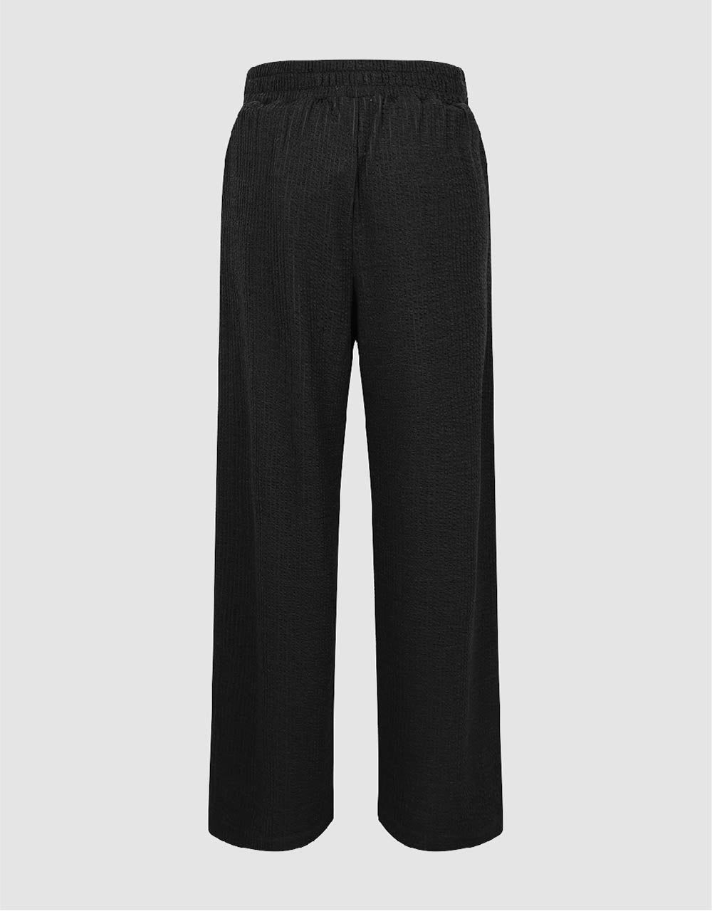 Textured Elastic Waist Knitted Wide-Leg Pants sold by Urban Revivo product image thumbnail 3