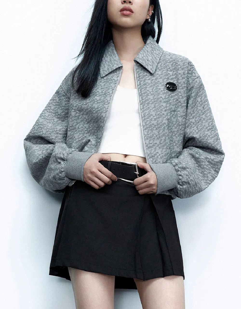 Embossed Zipper Front Jacket sold by Urban Revivo product image thumbnail 2