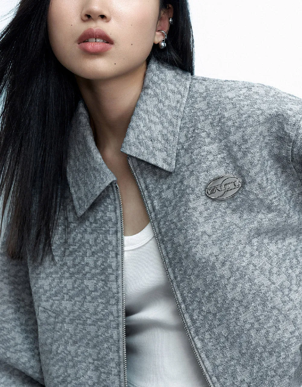 Embossed Zipper Front Jacket sold by Urban Revivo product image thumbnail 5