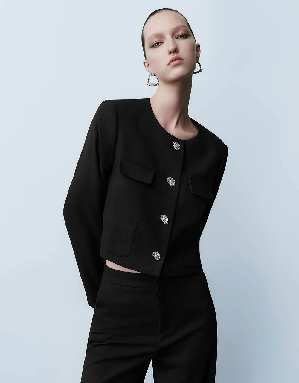 Crew Neck Straight Jacket sold by Urban Revivo