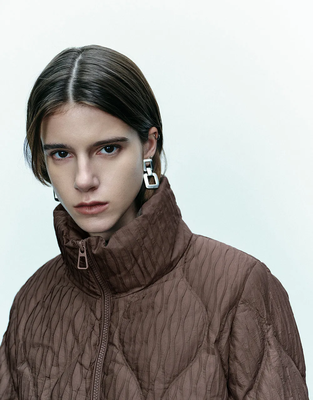 Textured Zipper Front Down Jacket sold by Urban Revivo product image thumbnail 5